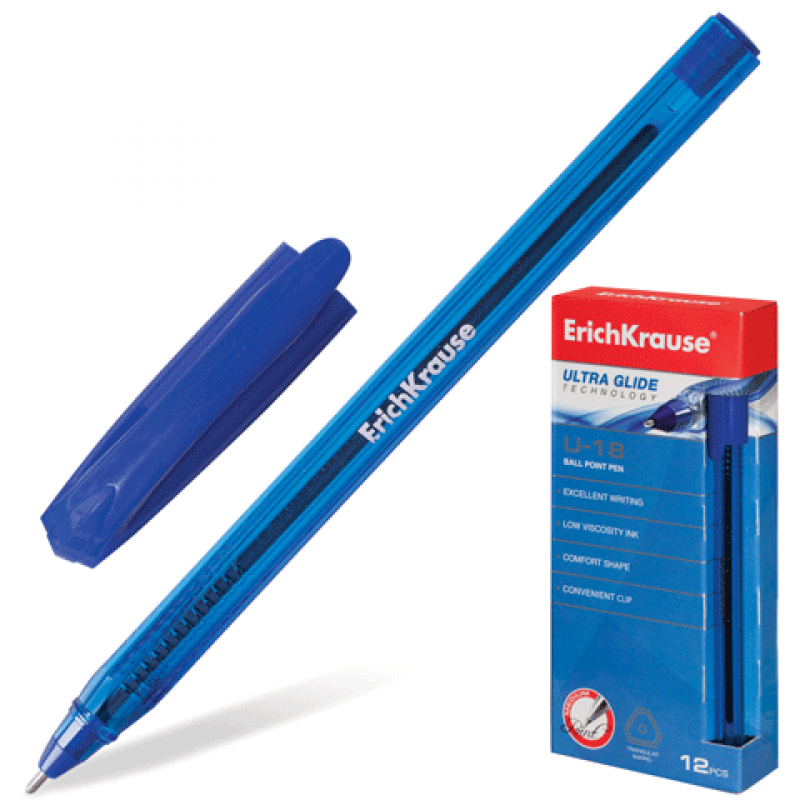 Ручка Erich Krause шариковая  Ultra Technology U-18 синий (12шт)